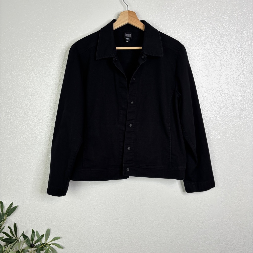 EILEEN FISHER Black Denim Jacket Size M